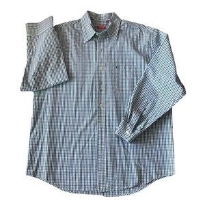 Izod Shirt Long Sleeve Button Down Blue/Green/White Size Large  NWOT